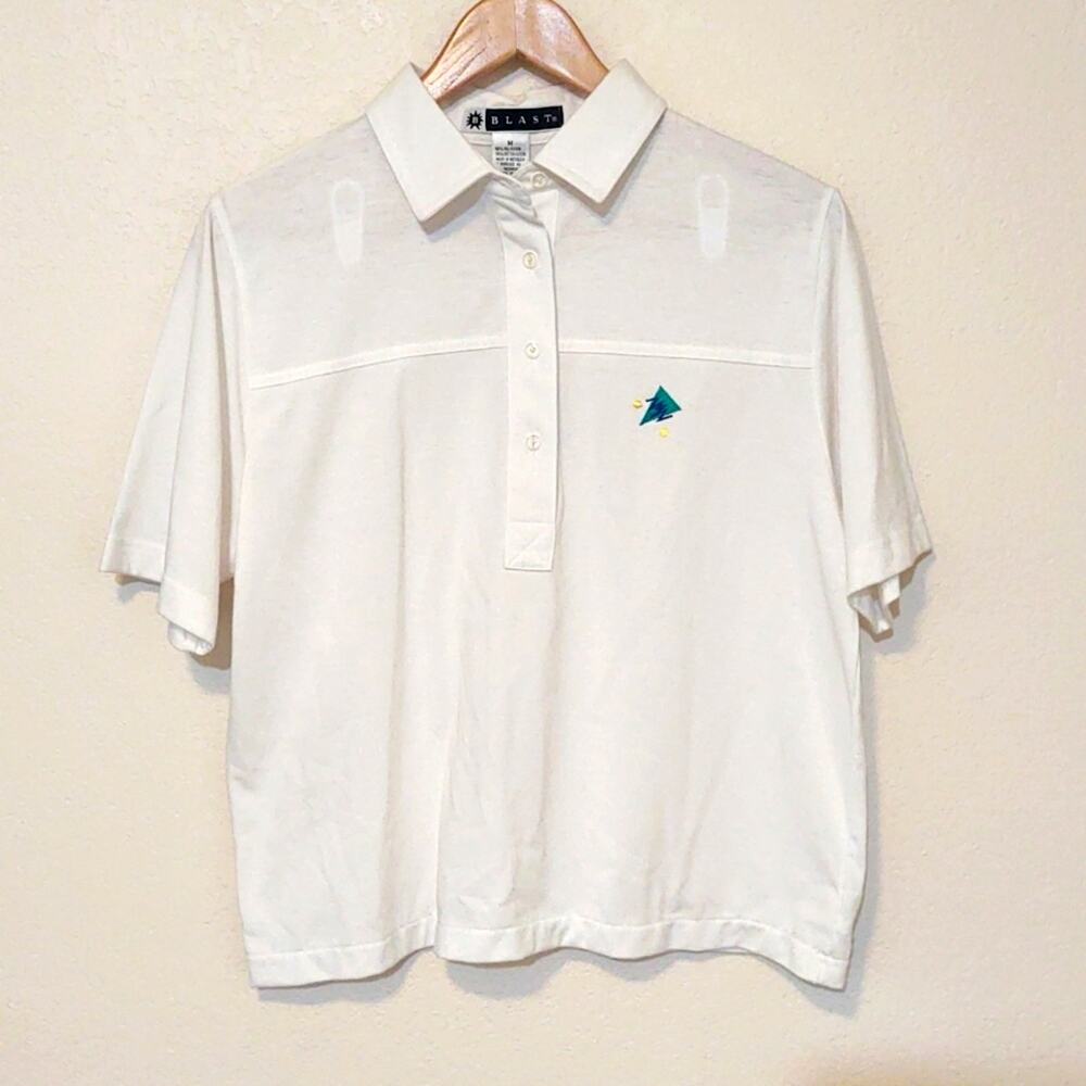 Vintage Blast white polo short sleeve shirt 80s 90s